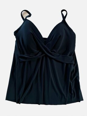 Miraclesuit Women’s Cross Front Bathing Suit Swimsuit Tankini Top Black 14